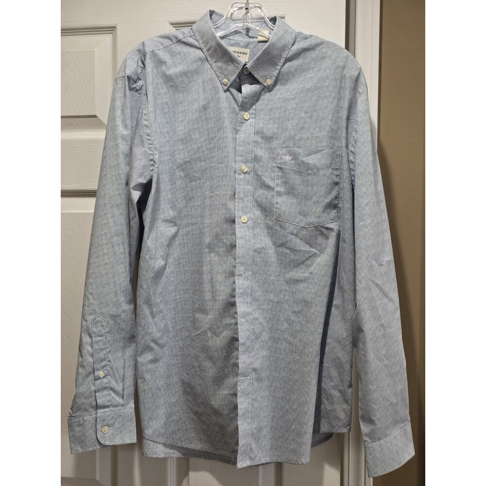 Dockers Button Up Shirt Mens Long Sleeve Large -Blue